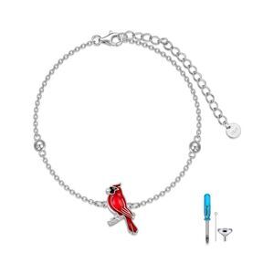 Red Cardinal Bird Charm Bracelet
